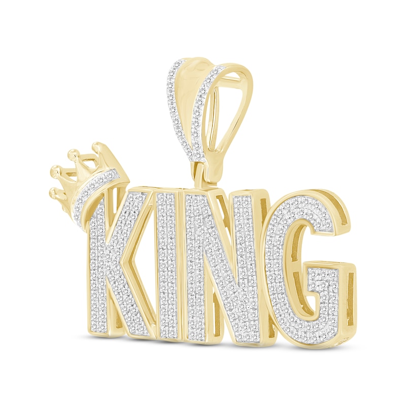 Main Image 2 of Men's Diamond &quot;King&quot; Charm 1/2 ct tw Round-cut 10K Yellow Gold