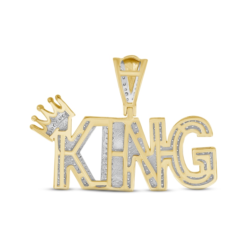 Main Image 4 of Men's Diamond &quot;King&quot; Charm 1/2 ct tw Round-cut 10K Yellow Gold