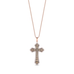 Le Vian Creme Brulee Diamond Cross Necklace 1-7/8 ct tw 14K Strawberry Gold 18&quot;