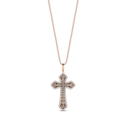 Le Vian Creme Brulee Diamond Cross Necklace 1-7/8 ct tw 14K Strawberry Gold 18"