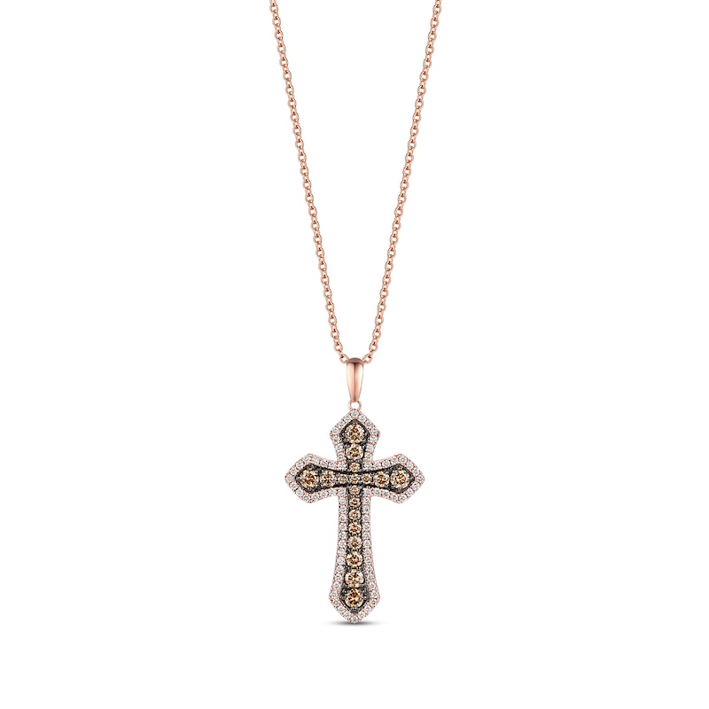 Main Image 1 of Le Vian Creme Brulee Diamond Cross Necklace 1-7/8 ct tw 14K Strawberry Gold 18&quot;