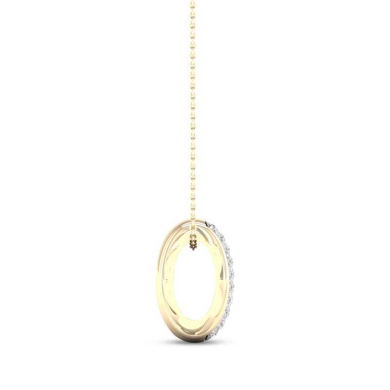 Diamond Quilted Edge Necklace 1/5 ct tw Round-cut 10K Yellow Gold 18"