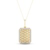 Thumbnail Image 1 of Diamond Edge Quilted Dog Tag Necklace 1/3 ct tw Round-cut 10K Yellow Gold 18&quot;