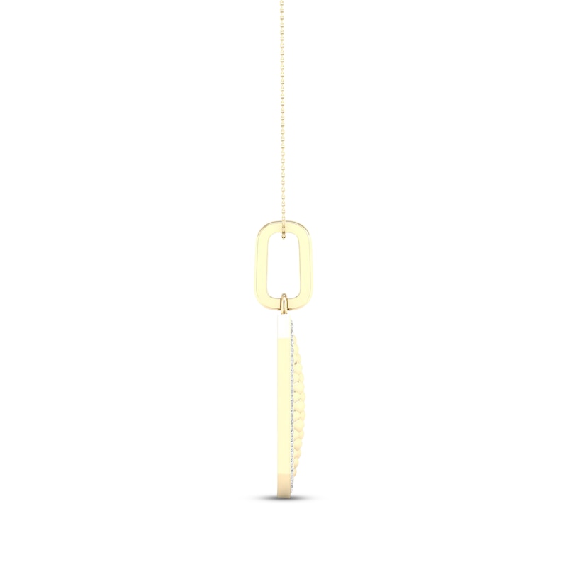Main Image 3 of Diamond Edge Quilted Dog Tag Necklace 1/3 ct tw Round-cut 10K Yellow Gold 18&quot;