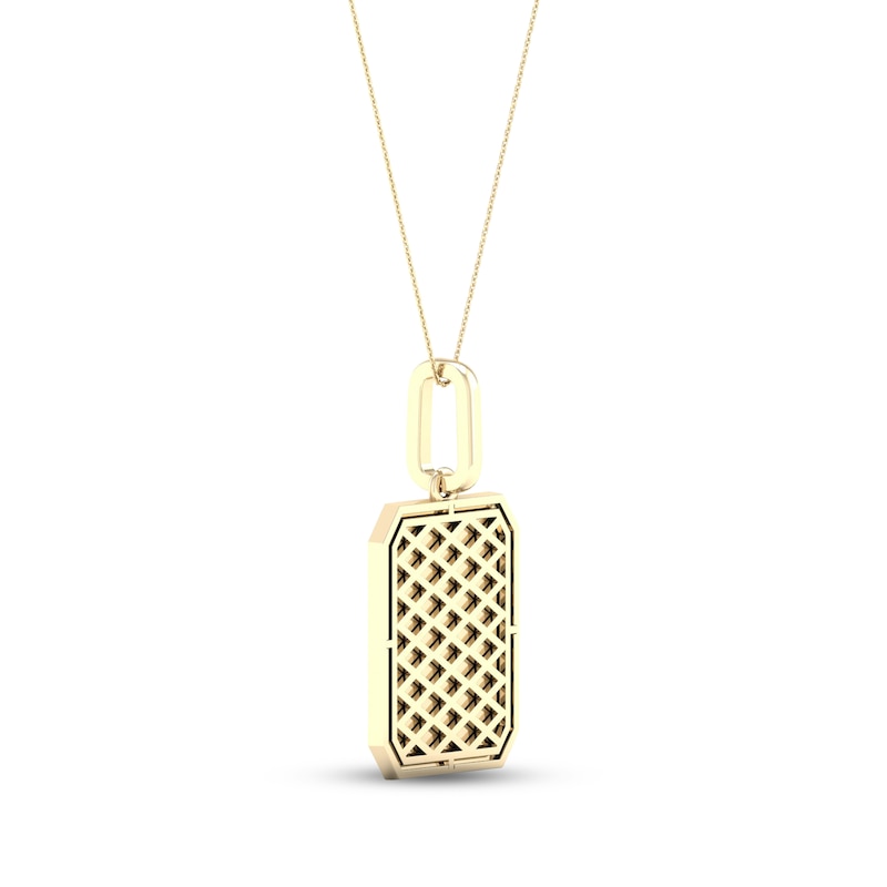 Main Image 4 of Diamond Edge Quilted Dog Tag Necklace 1/3 ct tw Round-cut 10K Yellow Gold 18&quot;