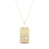 Thumbnail Image 1 of Diamond Solitaire Bezel Quilted Dog Tag Necklace 1/4 ct tw Round-cut 10K Yellow Gold 18&quot;
