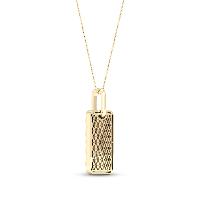 Main Image 4 of Diamond Solitaire Bezel Quilted Dog Tag Necklace 1/4 ct tw Round-cut 10K Yellow Gold 18&quot;