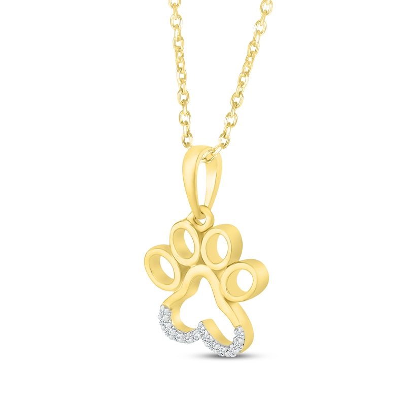 Main Image 2 of Diamond Paw Print Necklace 10K Yellow Gold 18&quot;