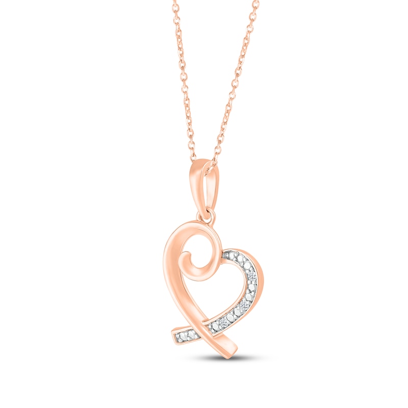 Main Image 2 of Diamond Swirl Heart Necklace 10K Rose Gold 18&quot;