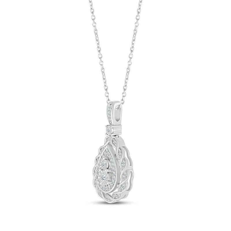 Diamond Teardrop Twist Necklace 1/4 ct tw Round-cut 10K White Gold 18"