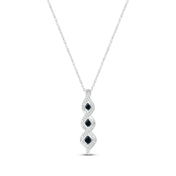 Black & White Diamond Twist Necklace 1/4 ct tw Round-cut Sterling Silver 18"