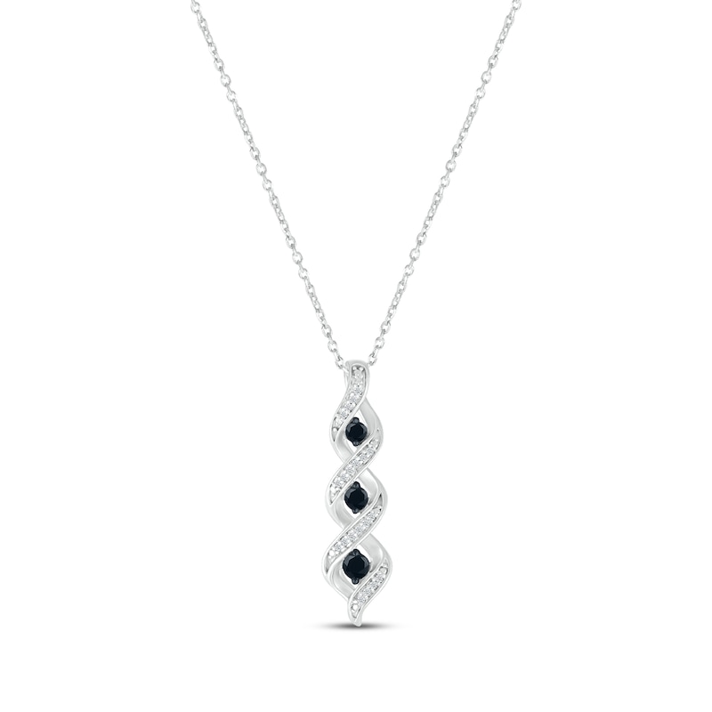 Main Image 1 of Black & White Diamond Twist Necklace 1/4 ct tw Round-cut Sterling Silver 18&quot;
