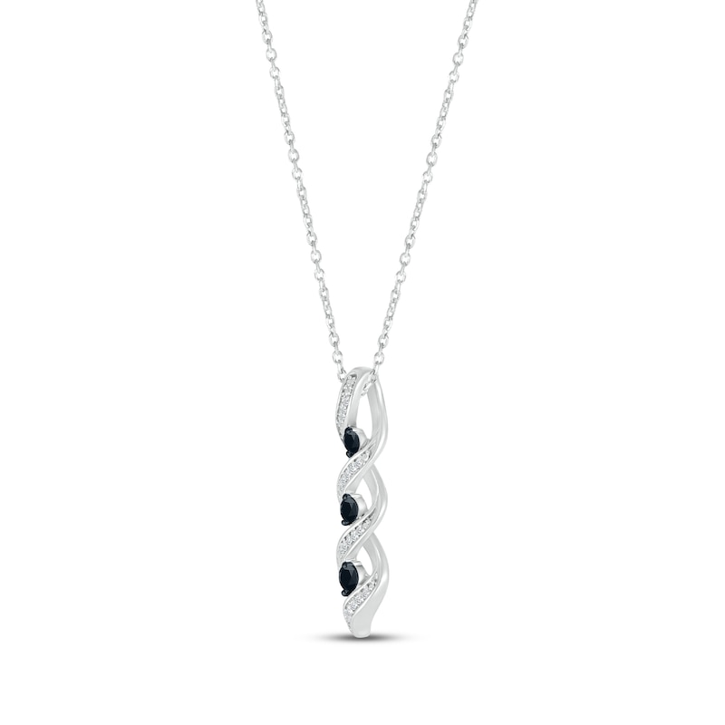 Main Image 2 of Black & White Diamond Twist Necklace 1/4 ct tw Round-cut Sterling Silver 18&quot;