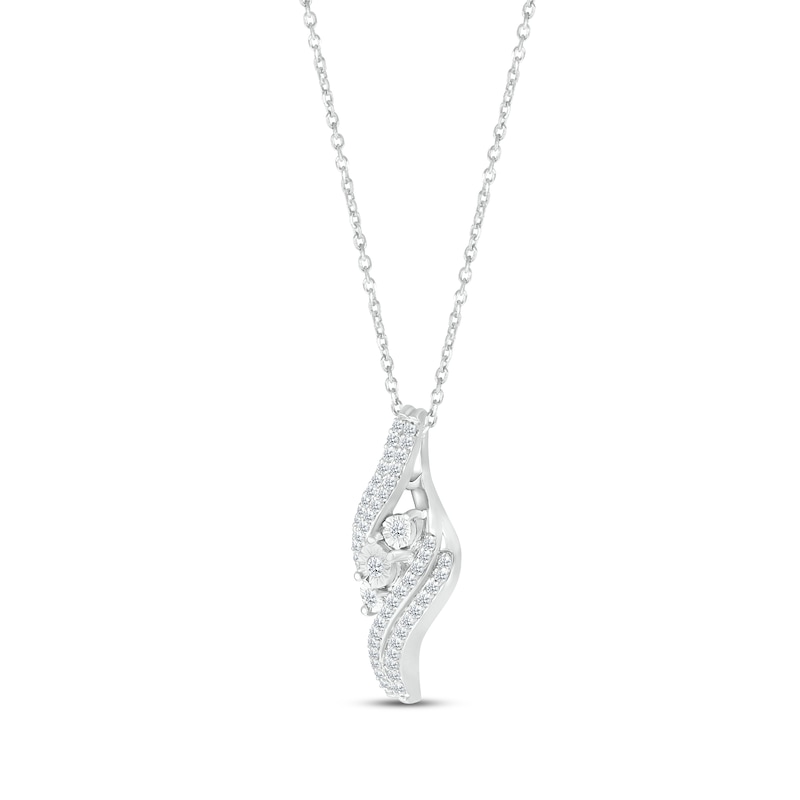Main Image 2 of Diamond Three-Stone Swirl Necklace 1/4 ct tw Round-cut Sterling Silver 18&quot;