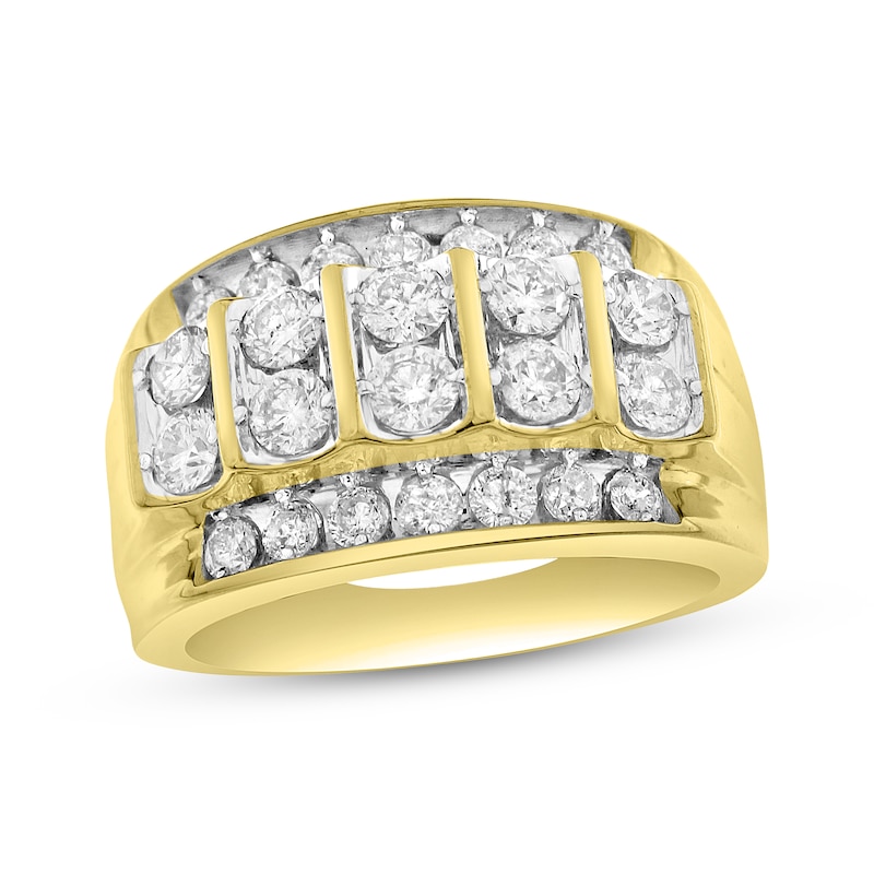 Main Image 1 of Men's Diamond Ring 2 ct tw Round-cut 10K Yellow Gold