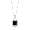 Thumbnail Image 1 of Black & White Diamond Cushion Necklace 1/6 ct tw Round-cut Sterling Silver 18"
