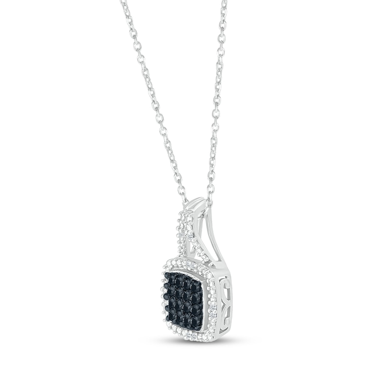 Main Image 2 of Black & White Diamond Cushion Necklace 1/6 ct tw Round-cut Sterling Silver 18"