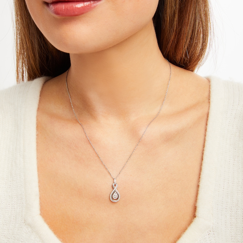 Main Image 3 of Diamond Infinity Necklace 1/4 ct tw Round-cut 10K White Gold 18&quot;