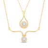Thumbnail Image 1 of Diamond Halo Convertible Necklace 1/5 ct tw Round-cut 10K Yellow Gold 18&quot;