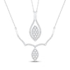 Thumbnail Image 1 of Multi-Diamond Marquise Convertible Necklace 3/8 ct tw Round-cut Sterling Silver 18&quot;
