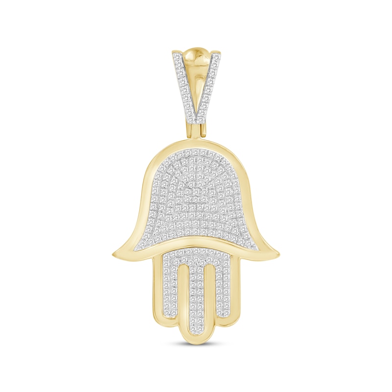 Main Image 1 of Men's Diamond Hamsa Charm 1/2 ct tw Round-cut 10K Yellow Gold