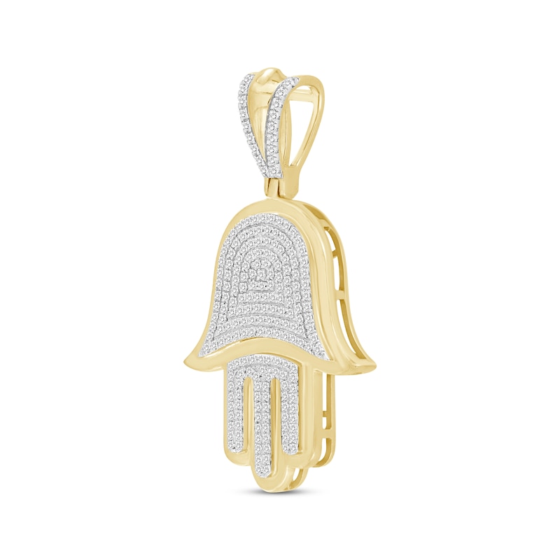Main Image 2 of Men's Diamond Hamsa Charm 1/2 ct tw Round-cut 10K Yellow Gold