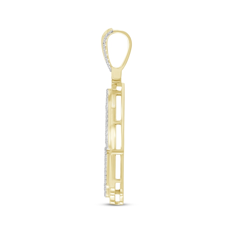 Main Image 3 of Men's Diamond Hamsa Charm 1/2 ct tw Round-cut 10K Yellow Gold