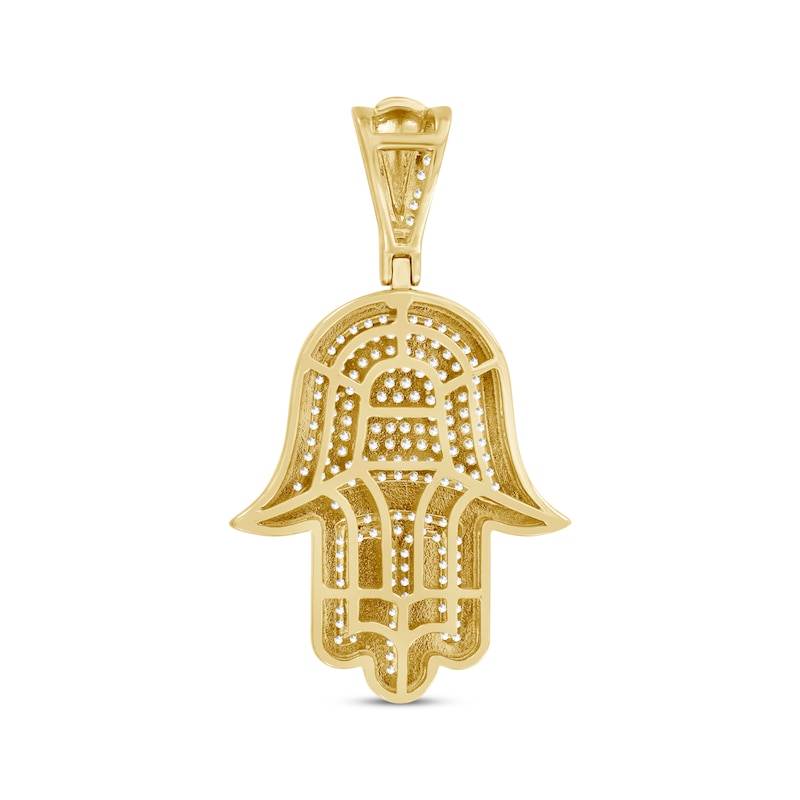 Main Image 4 of Men's Diamond Hamsa Charm 1/2 ct tw Round-cut 10K Yellow Gold