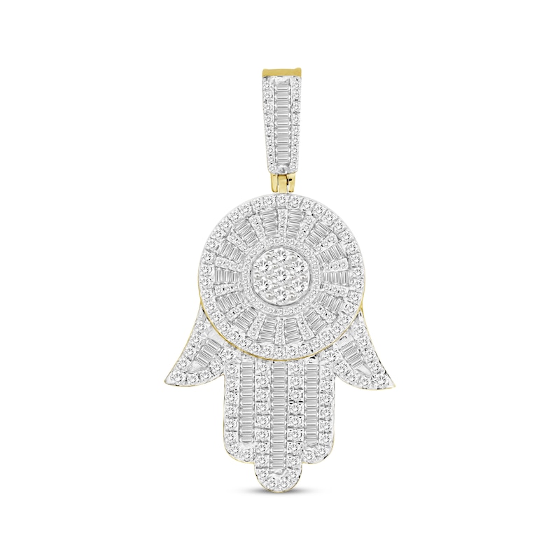 Men's Diamond Hamsa Charm 1-1/2 ct tw Round & Baguette-cut 10K Two-Tone Gold