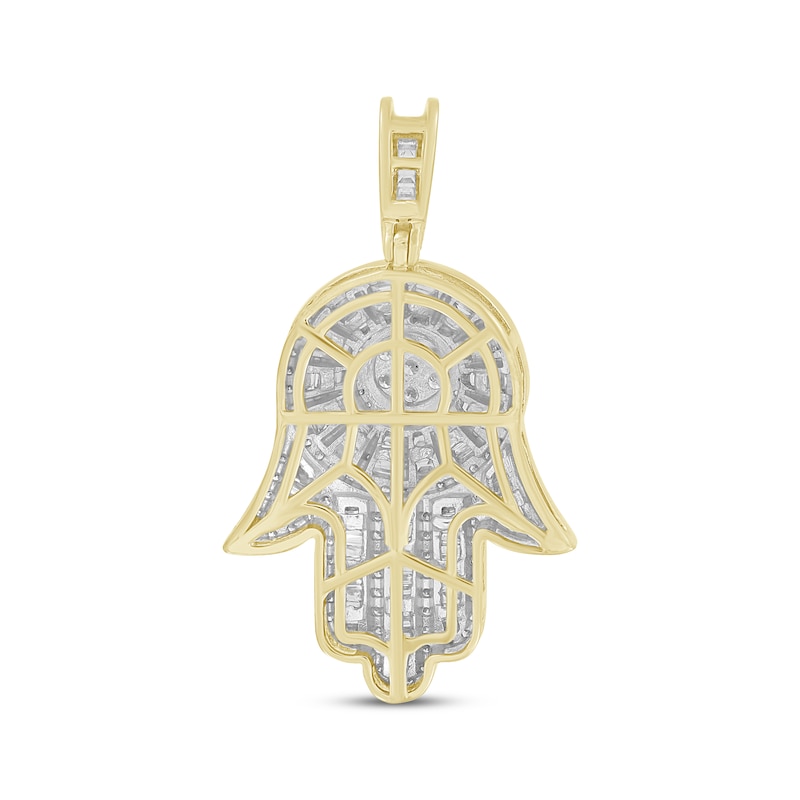 Main Image 4 of Men's Diamond Hamsa Charm 1-1/2 ct tw Round & Baguette-cut 10K Two-Tone Gold