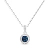 Thumbnail Image 0 of Blue & White Multi-Diamond Halo Necklace 1/10 ct tw Round-cut Sterling Silver 18"