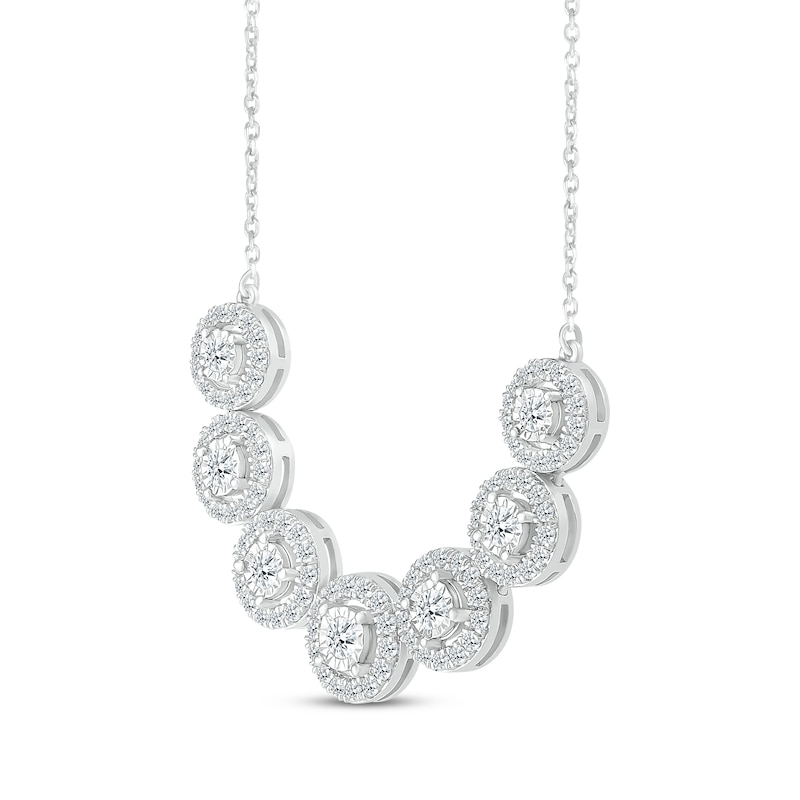 Diamond Halo Smile Necklace 1 ct tw Round-cut 10K White Gold 18"
