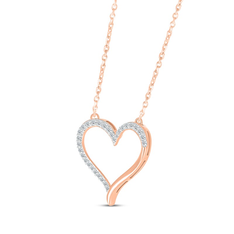 Diamond Heart Necklace 1/6 ct tw Roundcut 10K Rose Gold 18" Kay