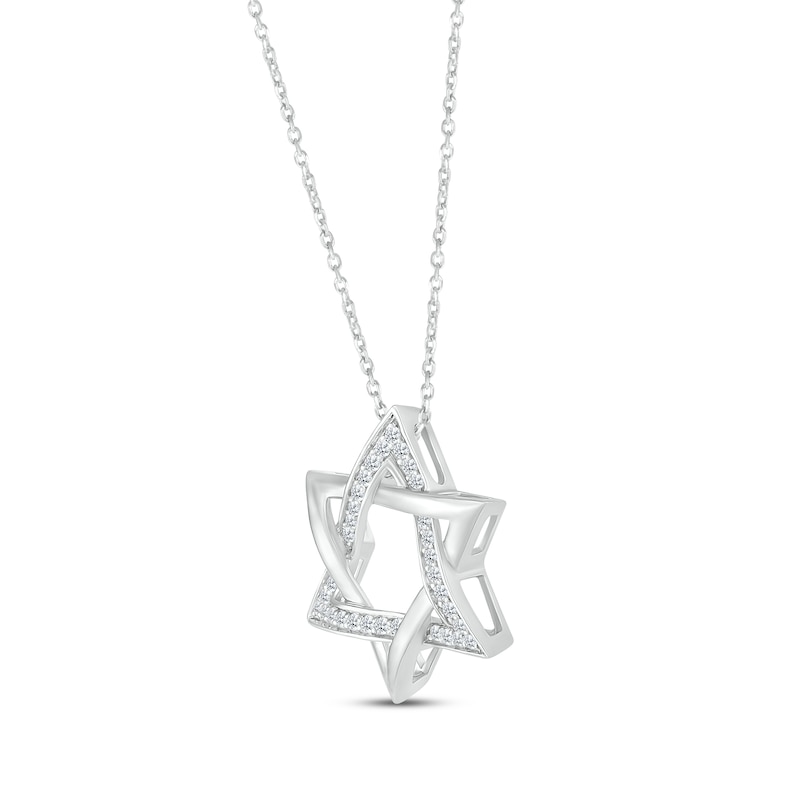 Main Image 2 of Diamond Star of David Necklace 1/6 ct tw Round-cut 10K White Gold 18&quot;