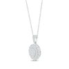 Thumbnail Image 2 of Diamond Oval Necklace 1/2 ct tw Round-cut Sterling Silver 18&quot;