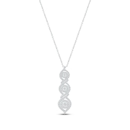 Diamond Three-Stone Swirl Necklace 1 ct tw Round-cut Sterling Silver 18"