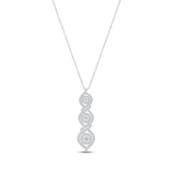 Diamond Three-Stone Swirl Necklace 1 ct tw Round-cut Sterling Silver 18"