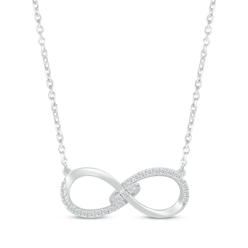 Diamond Loop Infinity Necklace 1/6 ct tw Round-cut Sterling Silver 18 ...