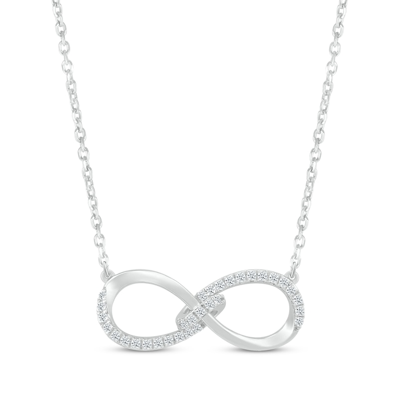 Main Image 1 of Diamond Loop Infinity Necklace 1/6 ct tw Round-cut Sterling Silver 18&quot;