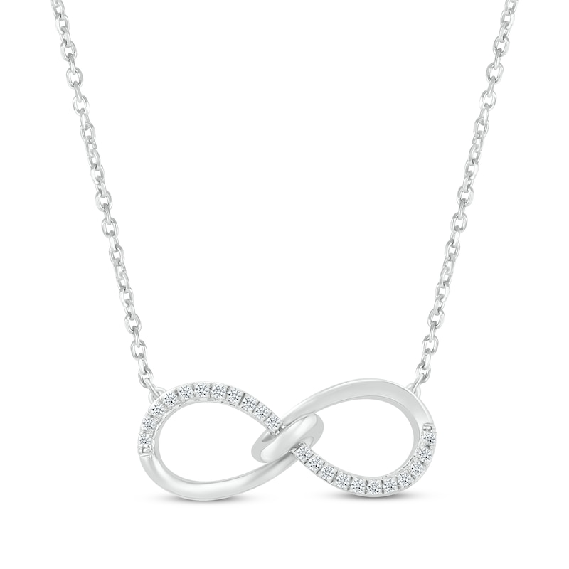 Diamond Loop Infinity Necklace 1/10 ct tw Round-cut Sterling Silver 18"
