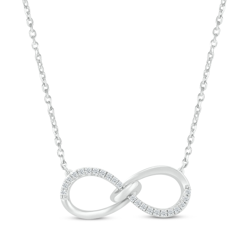 Main Image 1 of Diamond Loop Infinity Necklace 1/10 ct tw Round-cut Sterling Silver 18&quot;