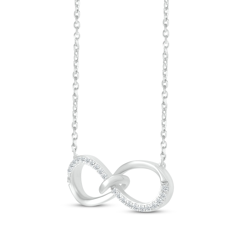 Main Image 2 of Diamond Loop Infinity Necklace 1/10 ct tw Round-cut Sterling Silver 18&quot;