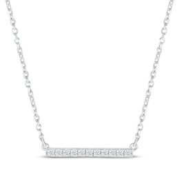 Diamond Horizontal Bar Necklace 1/10 ct tw Round-cut Sterling Silver 18"