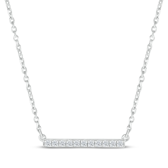 Diamond Horizontal Bar Necklace 1/10 ct tw Round-cut Sterling Silver 18"