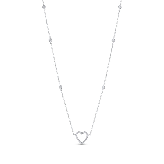 Kay Diamond Heart Station Necklace 1/4 ct tw Sterling Silver 18"