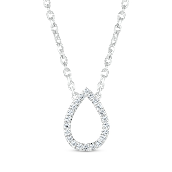 Diamond Teardrop Necklace 1/10 ct tw Round-cut Sterling Silver 18"