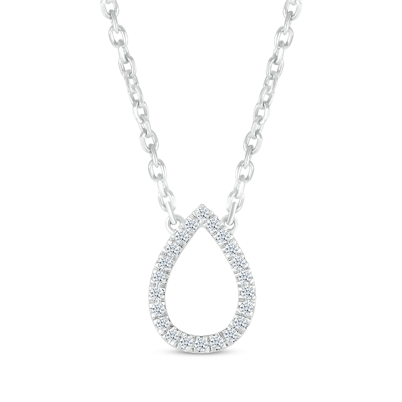Main Image 1 of Diamond Teardrop Necklace 1/10 ct tw Round-cut Sterling Silver 18&quot;