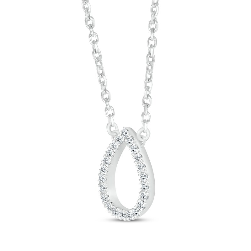 Main Image 2 of Diamond Teardrop Necklace 1/10 ct tw Round-cut Sterling Silver 18&quot;