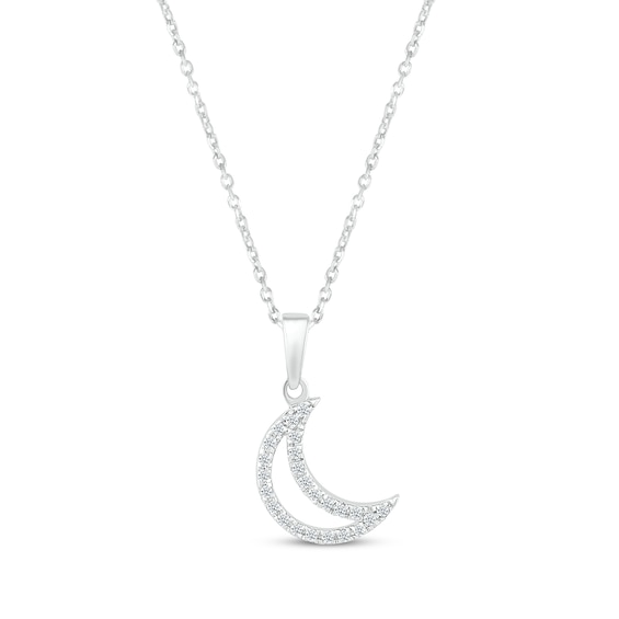 Kay Diamond Crescent Moon Necklace 1/10 ct tw Round-cut Sterling Silver 18"