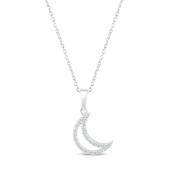Diamond Crescent Moon Necklace 1/10 ct tw Round-cut Sterling Silver 18"